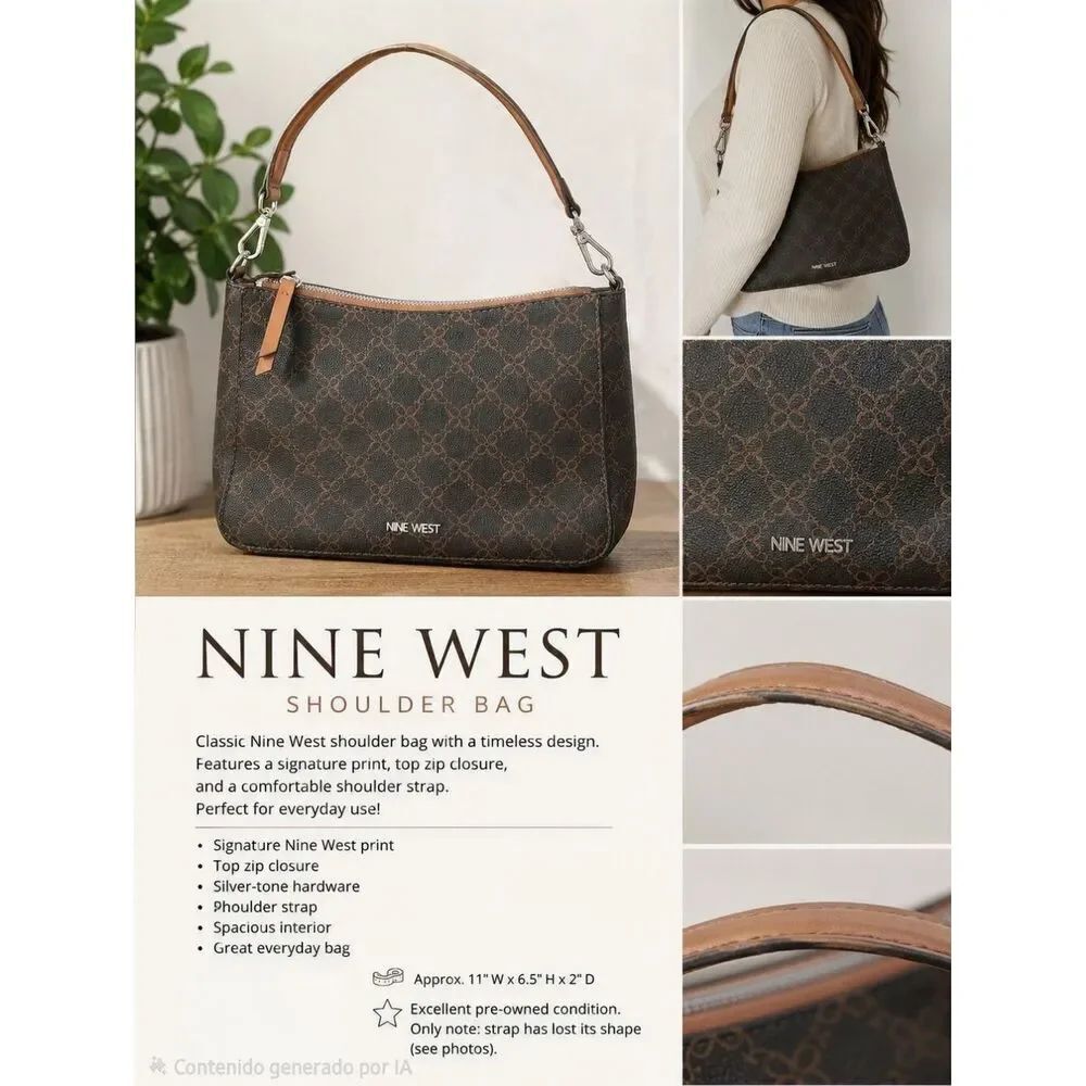 Nine West Brown Monogram Shoulder Bag